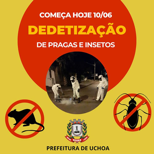 Começa hoje (10/06) a dedetização por toda a cidade