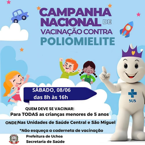 Saúde vai realizar dia D da Campanha contra a Pólio