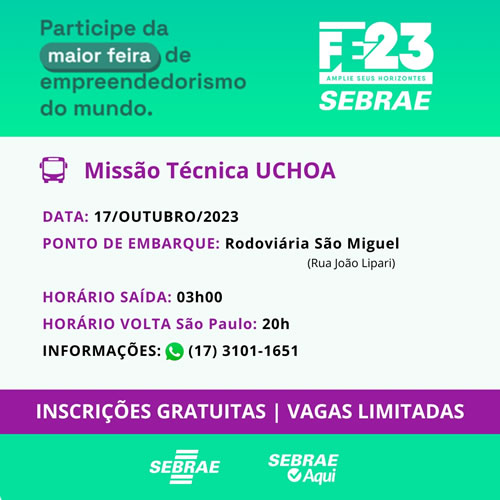 Participe da Missão Técnica Feira do Empreendedor SEBRAE 2023